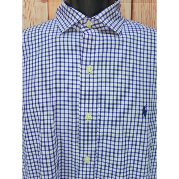 Polo Ralph Lauren Mens Performance Purple Check Shirt Large - Picture 3 of 8